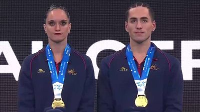 Dennis González y Mireia Hernández, oro en dúo técnico en natación artística