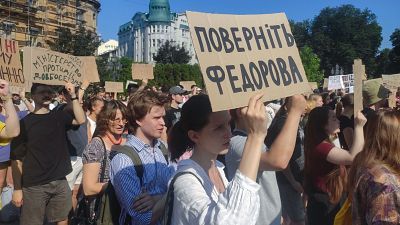 Ucranianos protestan por la destitución de Mikhailo Fedorov, el popular ministro de Defensa Ucranianos protestan por la destitución de Mikhailo Fedorov, el popular ministro de Defensa
