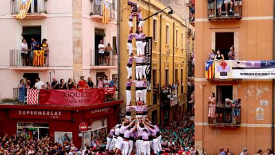 3 de 9 amb folre de la Colla Joves Xiquets de Tarragona per Sant Magí 2025 3 de 9 amb folre de la Colla Joves Xiquets de Tarragona per Sant Magí 2025