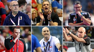 Collage de seis fotografías que muestran a los entrenadores españoles a cargo de selecciones en el Mundial de balonmano 2025. De izquierda a derecha y arriba abajo: Jordi Ribera, Toni Gerona, Chema Rodríguez, Xavi Sabaté, Aitor Etxaburu y Juan Carlos Pastor Collage de seis fotografías que muestran a los entrenadores españoles a cargo de selecciones en el Mundial de balonmano 2025. De izquierda a derecha y arriba abajo: Jordi Ribera, Toni Gerona, Chema Rodríguez, Xavi Sabaté, Aitor Etxaburu y Juan Carlos Pastor