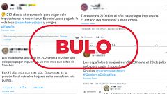 Los españoles no tendrán que trabajar 210 días para pagar impuestos en 2023, es un bulo