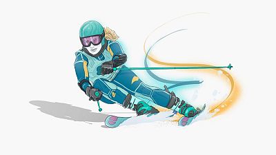 Ilustración de una deportista en una prueba de esquí alpino