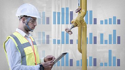 Operario de un almacén de gas