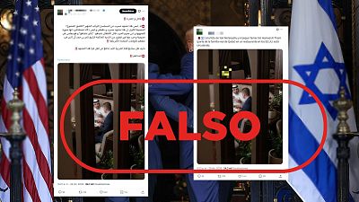 Esta imagen de un encuentro entre un hijo de Netanyahu y el emir de Catar es falsa