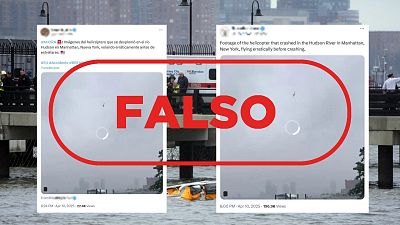 No es el helicóptero accidentado en el río Hudson en Nueva York, es un vídeo de 2019