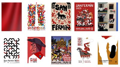 Iconos de las fiestas, minimalismo, abstracción y un toque de realismo en los carteles finalistas de San Fermín