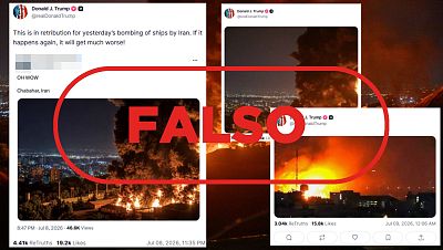 Estas fotos difundidas por Donald Trump en Truth Social no corresponden a la situación actual en Irán