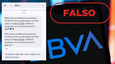 BBVA no te manda este mensaje SMS para que verifiques una transferencia