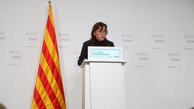 La portaveu del Govern i consellera de Territori, Sílvia Paneque, en la roda de premsa al Palau de la Generalitat