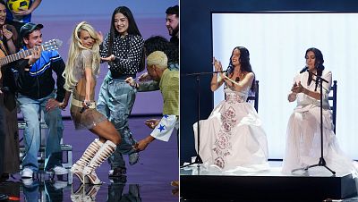 Goya 2026: las cantantes Bad Gyal, Ángeles Toledano y Alba Molina, en su actuación en la gala Goya 2026: las cantantes Bad Gyal, Ángeles Toledano y Alba Molina, en su actuación en la gala