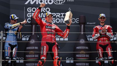 Los hermanos Márquez imponen su ley en Aragón con Marc en lo más alto del podio