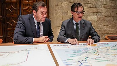 El president de la Generalitat, Salvador Illa, reunit amb el ministre de Transports del govern espanyol, Óscar Puente. El president de la Generalitat, Salvador Illa, reunit amb el ministre de Transports del govern espanyol, Óscar Puente.