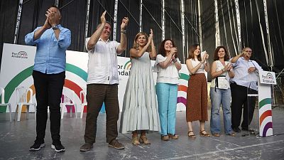 Imagen de archivo de un mitin de Por Andalucía en Córdoba en 2022. Antonio Maíllo, actual candidato, busca evitar la división de la izquierda para las elecciones del 17 de mayo.