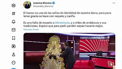 Juan Manuel Moreno y entidades andaluzas exigen disculpas a TV3 por una parodia de la Virgen del Rocío