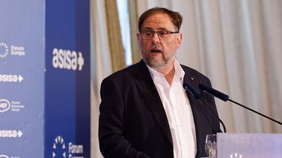 El presidente de ERC, Oriol Junqueras, durante su intervención en el desayuno informativo de Fórum Europa este viernes en Madrid. El presidente de ERC, Oriol Junqueras, durante su intervención en el desayuno informativo de Fórum Europa este viernes en Madrid.