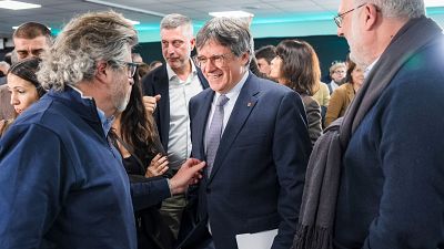 El presidente de JxCat, Carles Puigdemont, durante una rueda de prensa El presidente de JxCat, Carles Puigdemont, durante una rueda de prensa