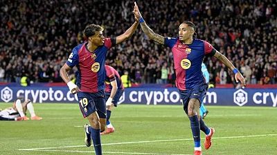 Lamine Yamal y Raphinha entran en el once ideal de la temporada de Champions