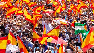 Feijóo reclama a Sánchez que se "rinda" ante la democracia y convoque elecciones en la manifestación de Madrid
