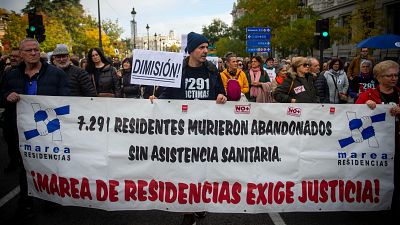 La Marea de Residencias se manifiesta en Madrid para pedir "justicia" por los 7.291 mayores muertos en pandemia