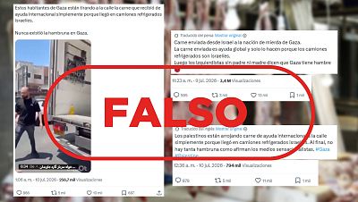 Este vídeo no muestra a gazatíes tirando carne procedente de ayuda internacional, es falso