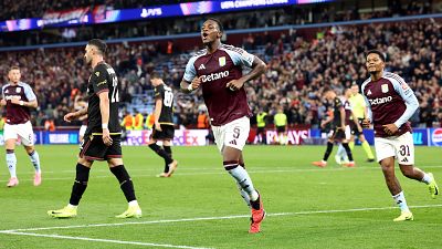 El colombiano Jhon Duran celebra el gol del Aston Villa en la jornada 3 de la Champions. El colombiano Jhon Duran celebra el gol del Aston Villa en la jornada 3 de la Champions.