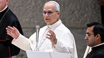 Lleó XIV en una audiència a la sala Pau VI, Ciutat del Vaticà Lleó XIV en una audiència a la sala Pau VI, Ciutat del Vaticà