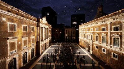 Recreació de la instal·lació lumínica 'Simfonia d’estels' a la plaça de Sant Jaume | ICUB