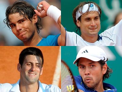 Tres españoles lucharán por los dos puestos de la final del Masters 1.000 de Montecarlo. Nadal contra Ferrer y Verdasco contra Djokovic, el único no español