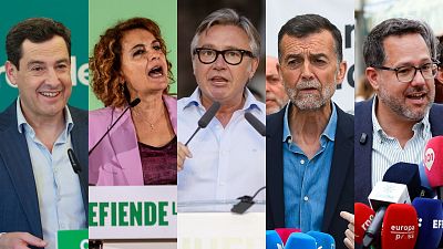 Los candidatos de los cinco partidos con representación en el Parlamento andaluz. Los candidatos de los cinco partidos con representación en el Parlamento andaluz.