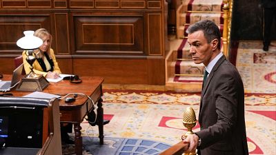 El presidente del Gobierno, Pedro Sánchez, durante el Pleno extraordinario del Congreso de los Diputados del pasado martes. El presidente del Gobierno, Pedro Sánchez, durante el Pleno extraordinario del Congreso de los Diputados del pasado martes.