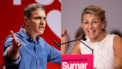 Sánchez y Díaz se conjuran el 23J para gobernar juntos y apelan a la remontada a una semana de las elecciones