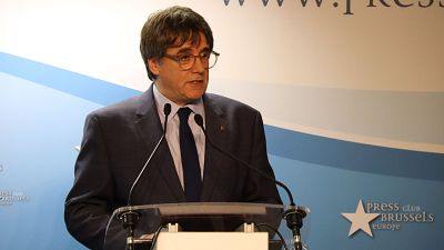 L'expresident Carles Puigdemont durant una roda de premsa a Brussel·les L'expresident Carles Puigdemont durant una roda de premsa a Brussel·les