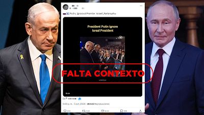 Vladímir Putin no ignora a Benjamin Netanyahu en este acto Vladímir Putin no ignora a Benjamin Netanyahu en este acto