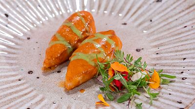 Receta de chipirones rellenos con longaniza y sobrasada de Ana en MasterChef Junior 11