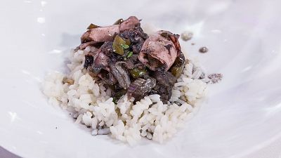 Receta de chipirones en su tinta con arroz de Pitingo en MasterChef Celebrity 9