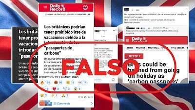 Mensajes que difunden la falsa introducción del pasaporte de carbono británico