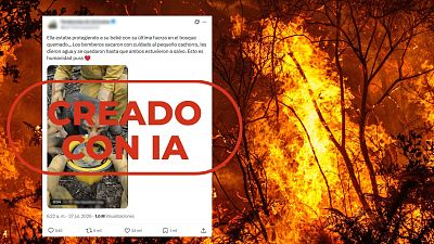 No es el rescate de una zorra y su cachorro, es un vídeo creado con inteligencia artificial. No es el rescate de una zorra y su cachorro, es un vídeo creado con inteligencia artificial.