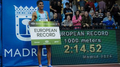 Attaoui roza el récord del mundo de 1.000 m 'short track' en Madrid - Atletismo | Ver