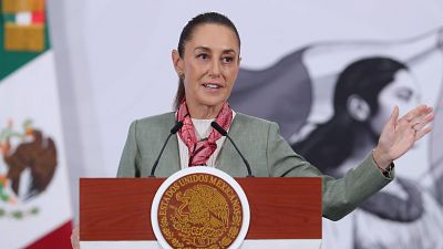 La presidenta de México, Claudia Sheinbaum, durante la rueda de prensa matutina de este viernes.
