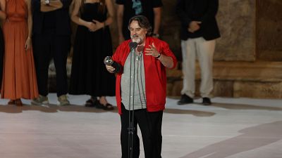 El actor y director teatral Andrés Lima tras recibir el premio a ´Mejor espectáculo de teatro´ por la obra ´1936´.