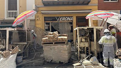 Pizzeria Verona, al Putxet, on s'ha produït l'esvoranc per les obres de l'L9