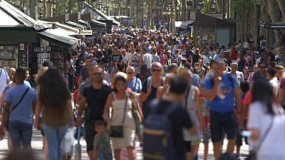 La Rambla de Barcelona en ple estiu.