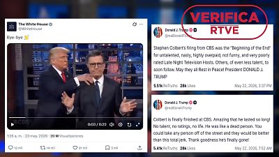 Trump 'tira a la basura' al cómico Colbert en un vídeo hecho con IA