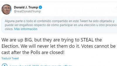 Twitter, Facebook e Instagram alertan a los usuarios sobre los mensajes de Trump