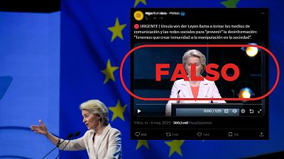 Ursula von der Leyen no pide "tomar los medios de comunicación y las redes sociales" para prevenir la desinformación, es falso