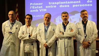 Albert Sandiumenge, coordinador de programes de Donació i Trasplantaments, Francesc J. Moreso, cap de la Unitat de Trasplantament Renal, Jordi Navarro, adjunt del Servei de Malalties Infeccioses, i Enric Trilla, cap del Servei d’Urologia