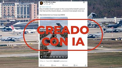 No son soldados estadounidenses rezando, es IA No son soldados estadounidenses rezando, es IA