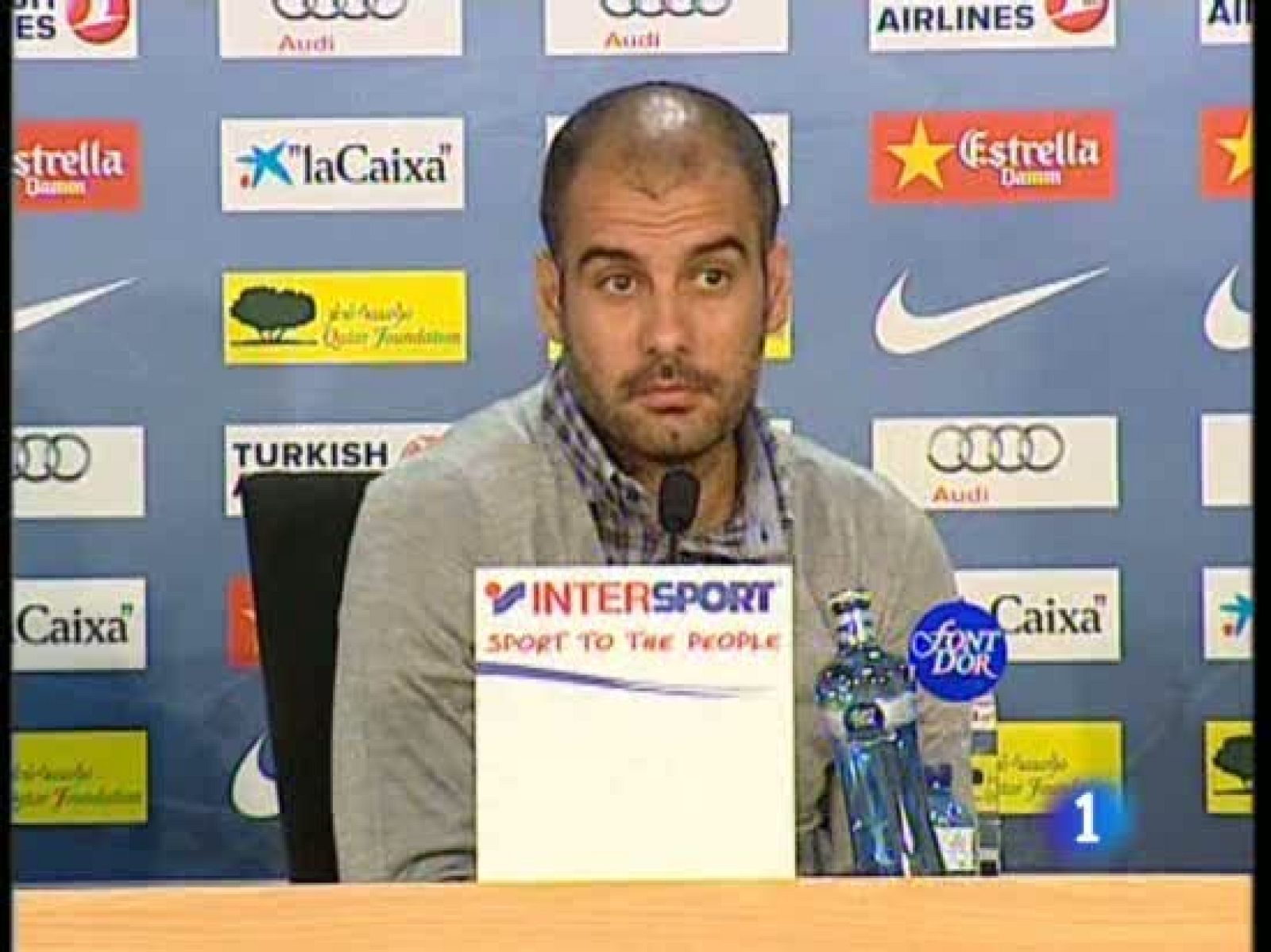 El entrenador del FC Barcelona, Josep Guardiola, ha asegurado que  es "imposible" ganar al Real Madrid en la final de Copa del Rey del  20 de abril por 5-0, en referencia a la porra que hizo ayer el  presidente blaugrana, Sandro Rosell, y que el técn