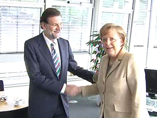 Telediario 1 - Rajoy se reúne con Merkel