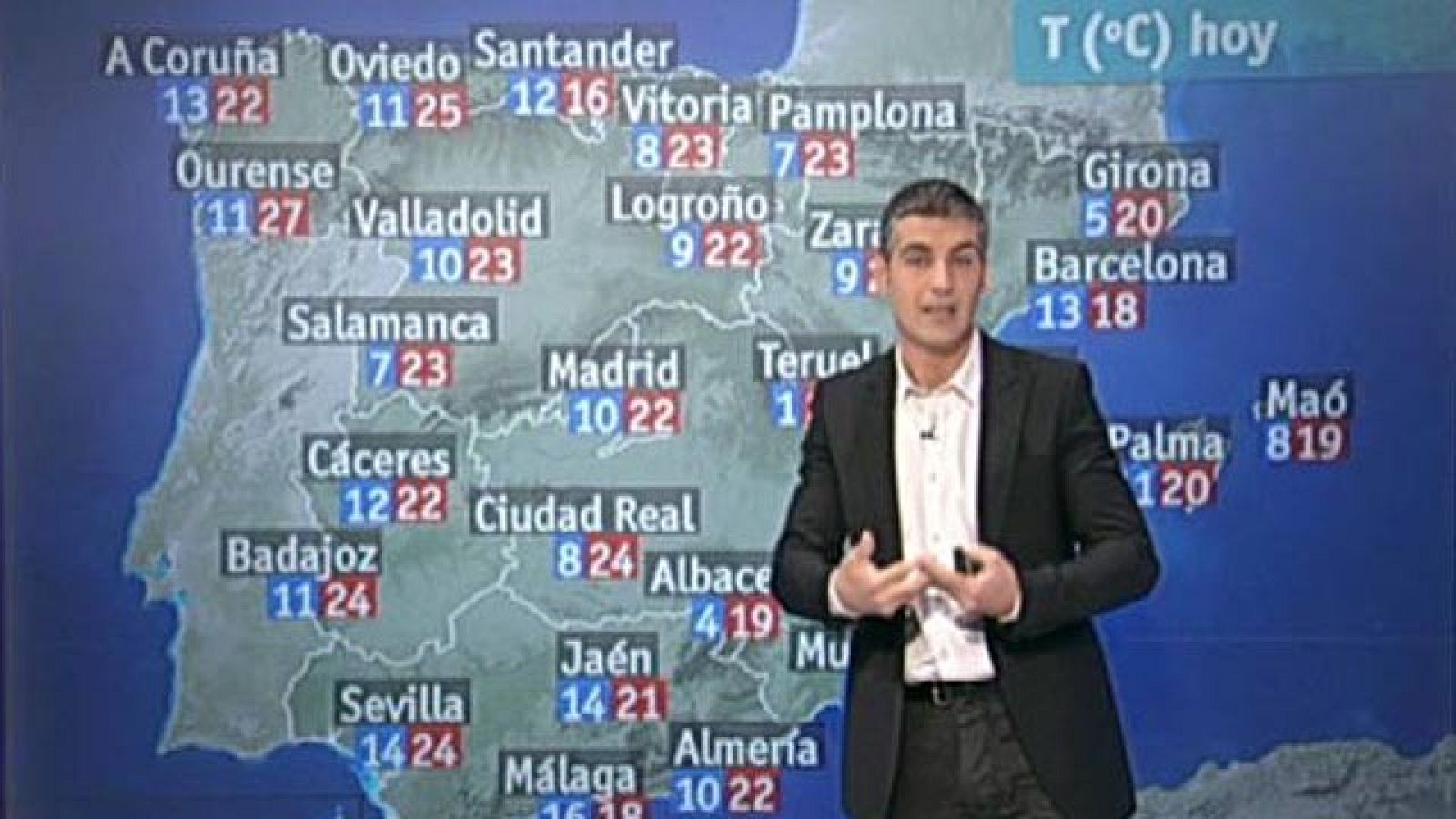 Nubes en todo el país y chubascos localmente fuertes en el suroeste peninsular
